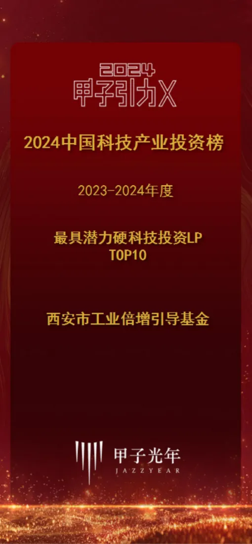 奮楫爭先，載譽前行④ || 西安市工業(yè)倍增引導(dǎo)基金榮獲2023-2024年度最具潛力硬科技投資LP TOP10
